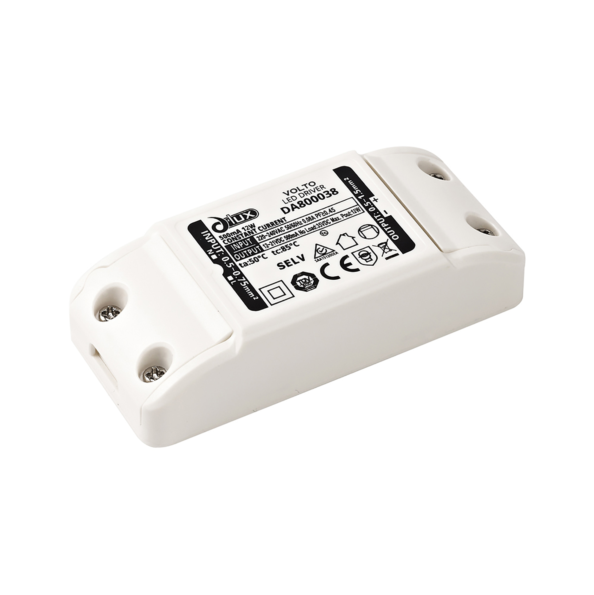 DA800038  Volto, 10W Constant Current 500mA Non-Dimmable LED Driver 12-21V